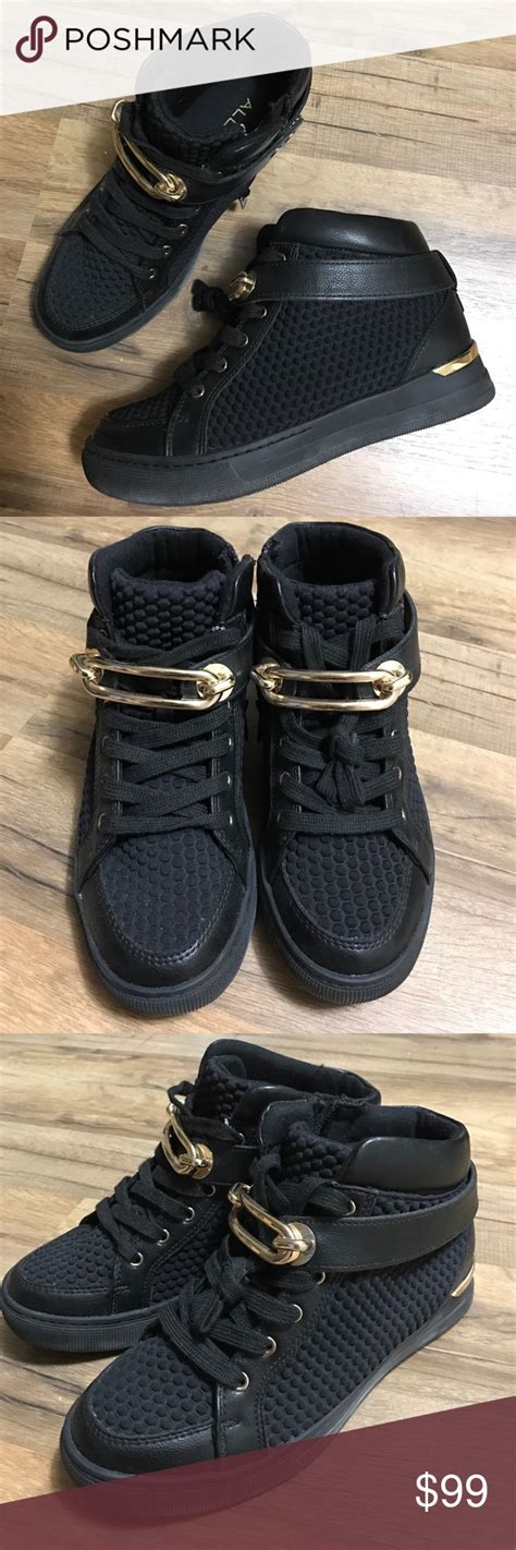 aldo gold shoes|aldo black sneakers women's.